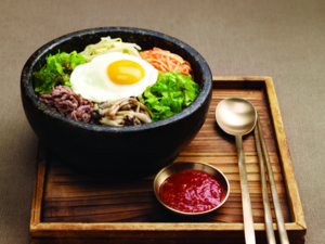 Sizzling dolsot bibimbap, Korean stone pot mixed rice